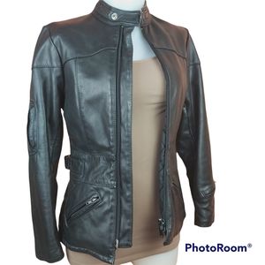 Vintage TAURUS bike motorcycle leather coat quilted lining jacket size 10